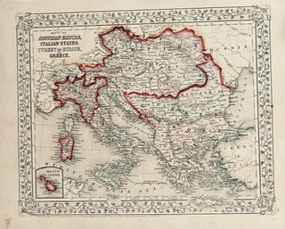 Item #16 Map of Austrian Empire, Italian States, turkey in Europe and Greece. S. Augustus Mitchell