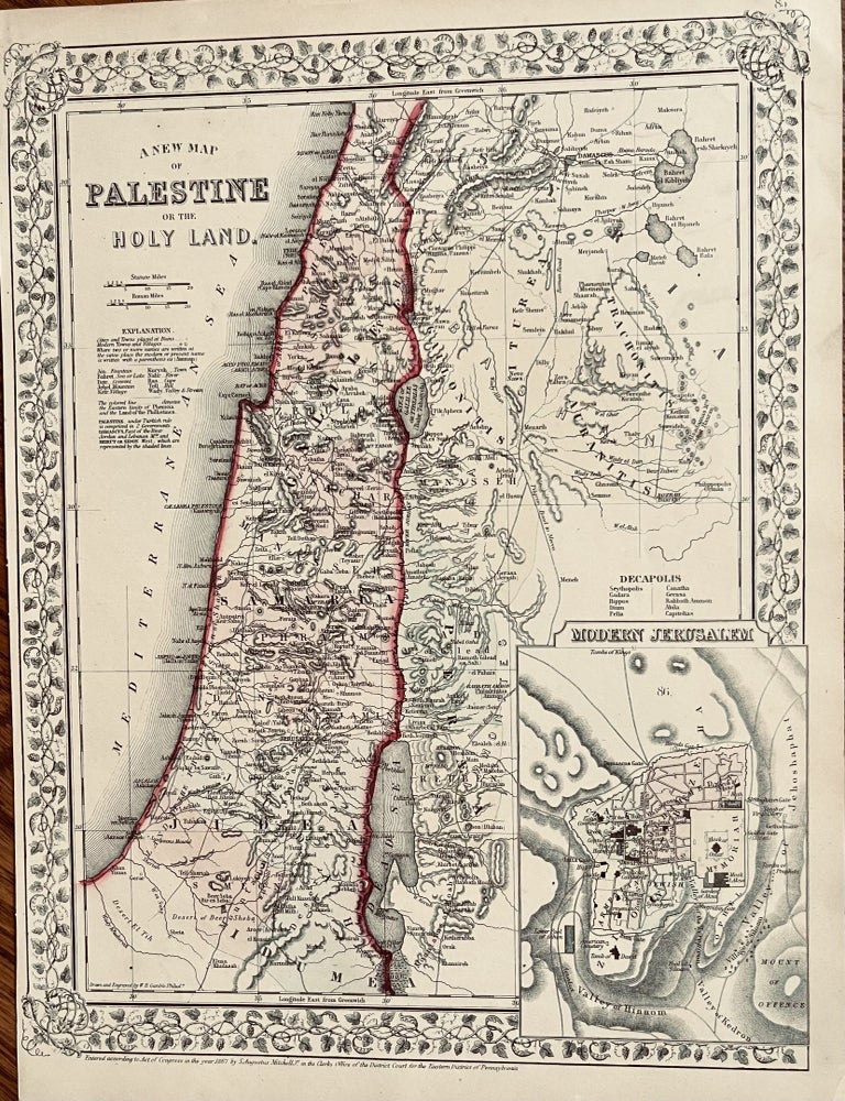 Item #18 A New Map of Palestine and the Holy Land. S. Augustus Mitchell.