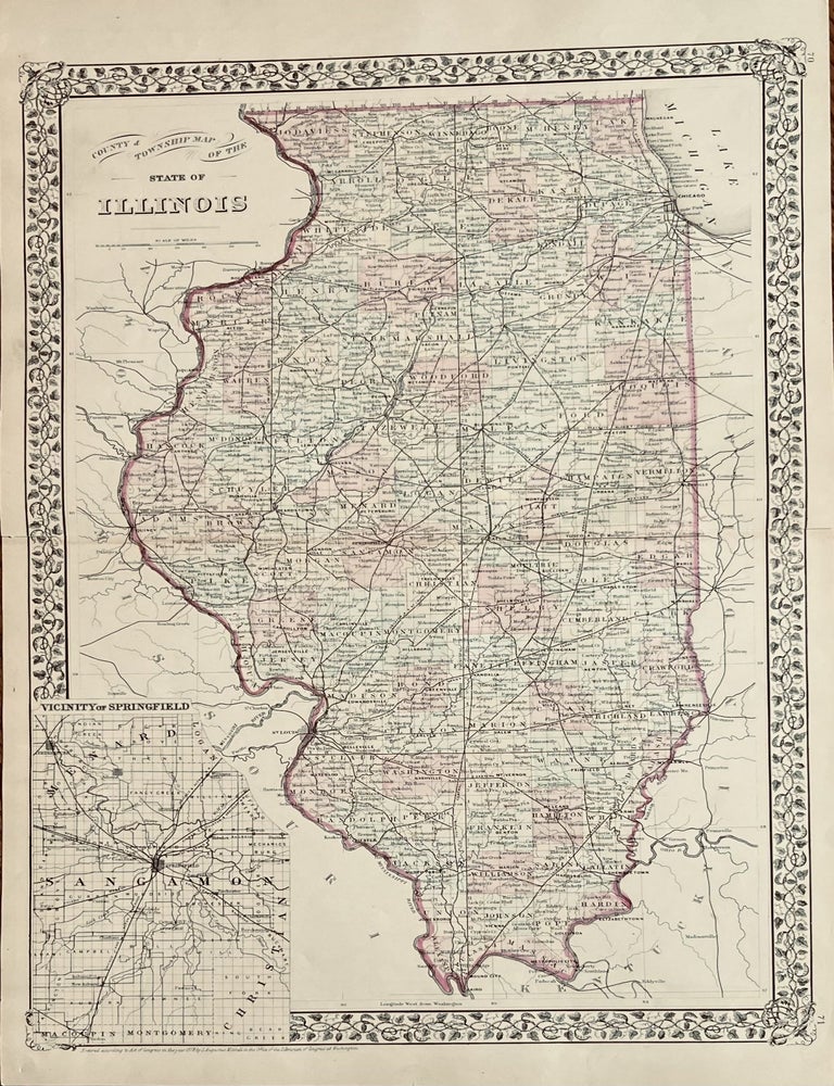 Item #21 County and Township Map of the State of Illinois. S. Augustus Mitchell.
