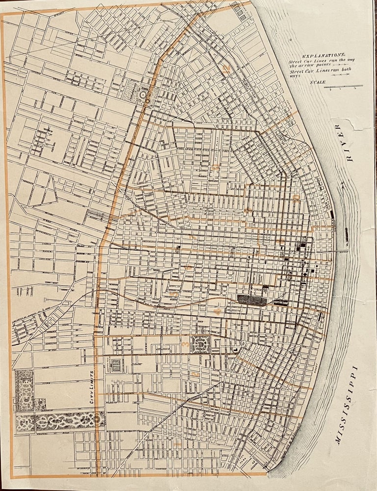 Item #27 Explanations: Street Car Lines untitle map of St Louis. Anonymous.