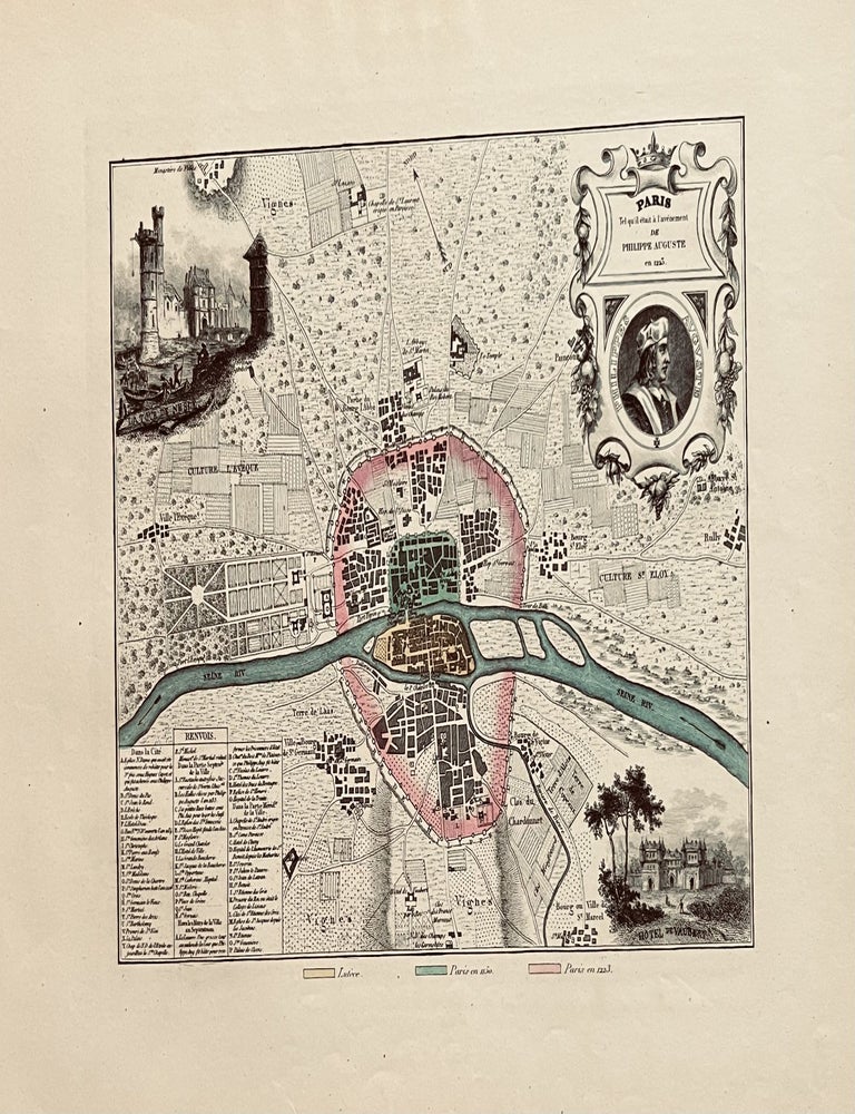 Item #35 Paris Tel Qu'il Etait a L'avenement De Philippe Auguste en 1180. J. Migeon.