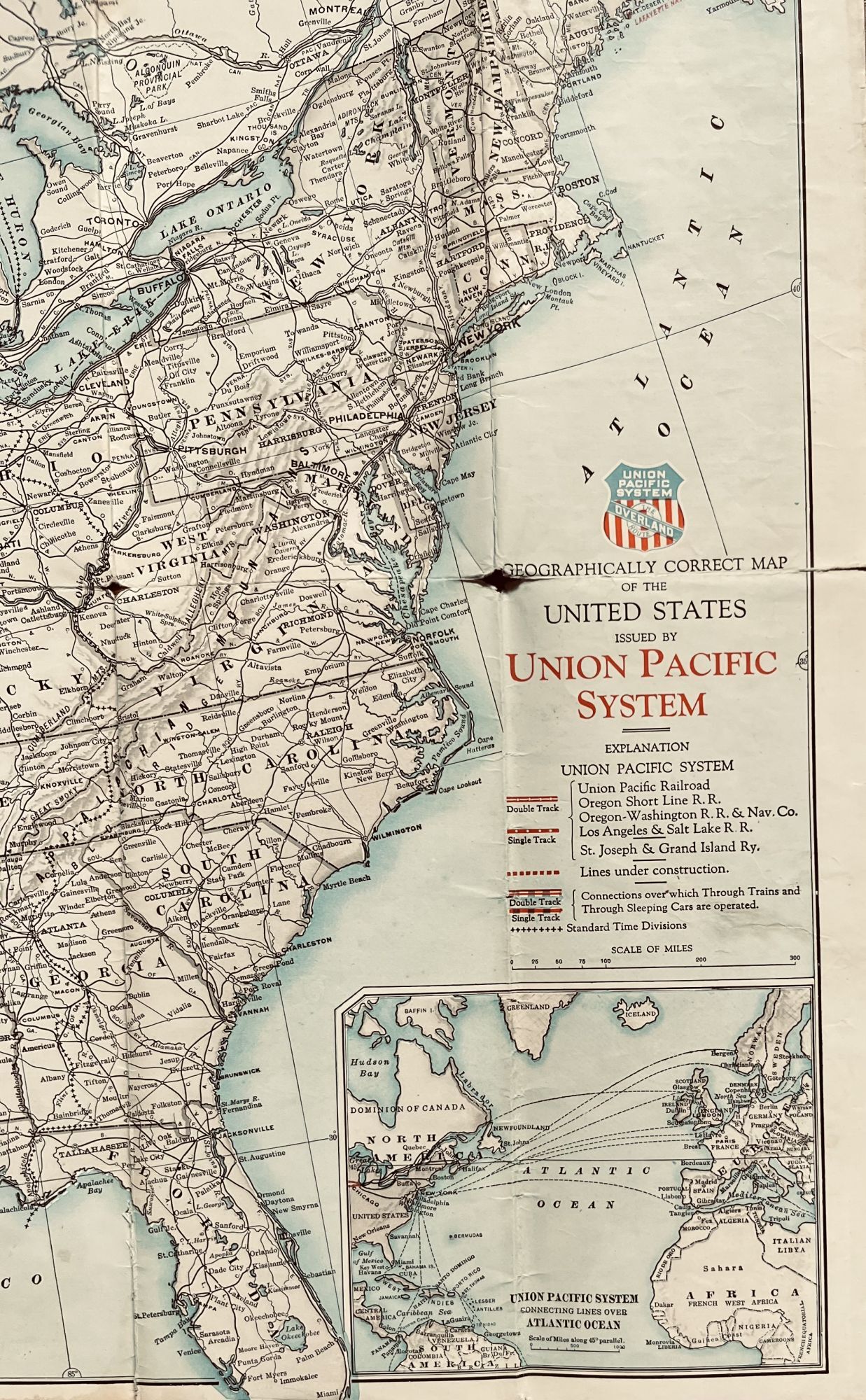 Geographically correct Map of the United States | Union Pacific System
