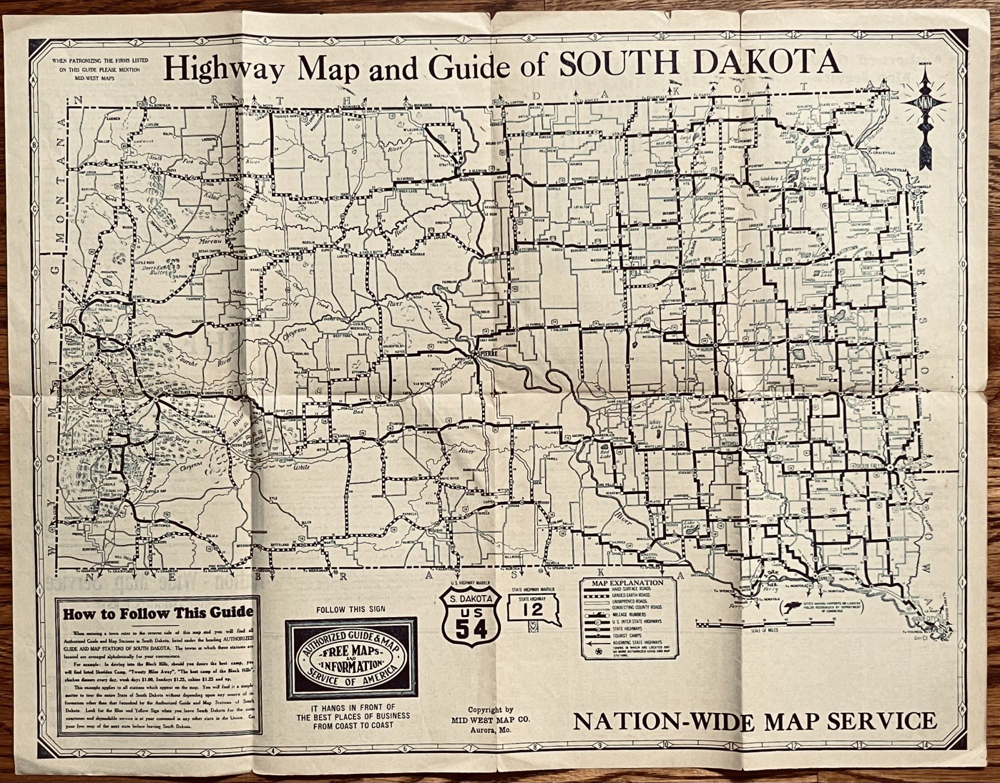 Highway Map And Guide Of South Dakota Mid West Map Company   589 