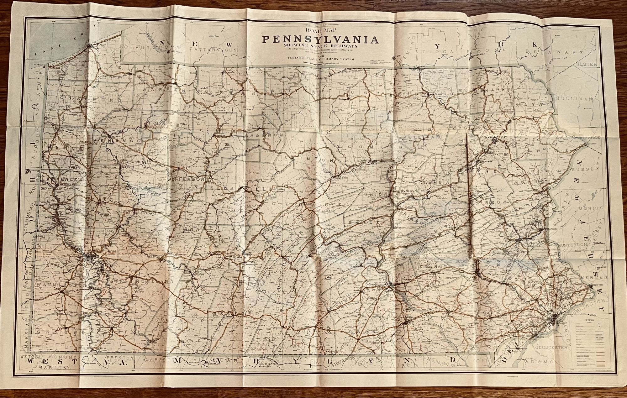 Pennsylvania State Rout Road Map of Pennsylvania : Showing State Highways as adopted under the ...