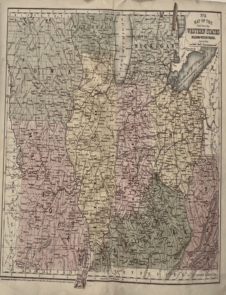 Item #767 No. 14 Map of the Chief Part of the Western States including Western Virginia. S. Augustus Mitchel.