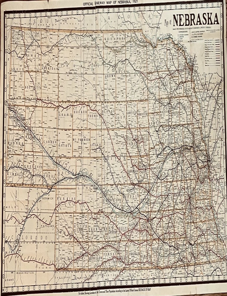 Item #774 Official Railway Map of Nebraska, 1921. Nebraska State Railway Commission.