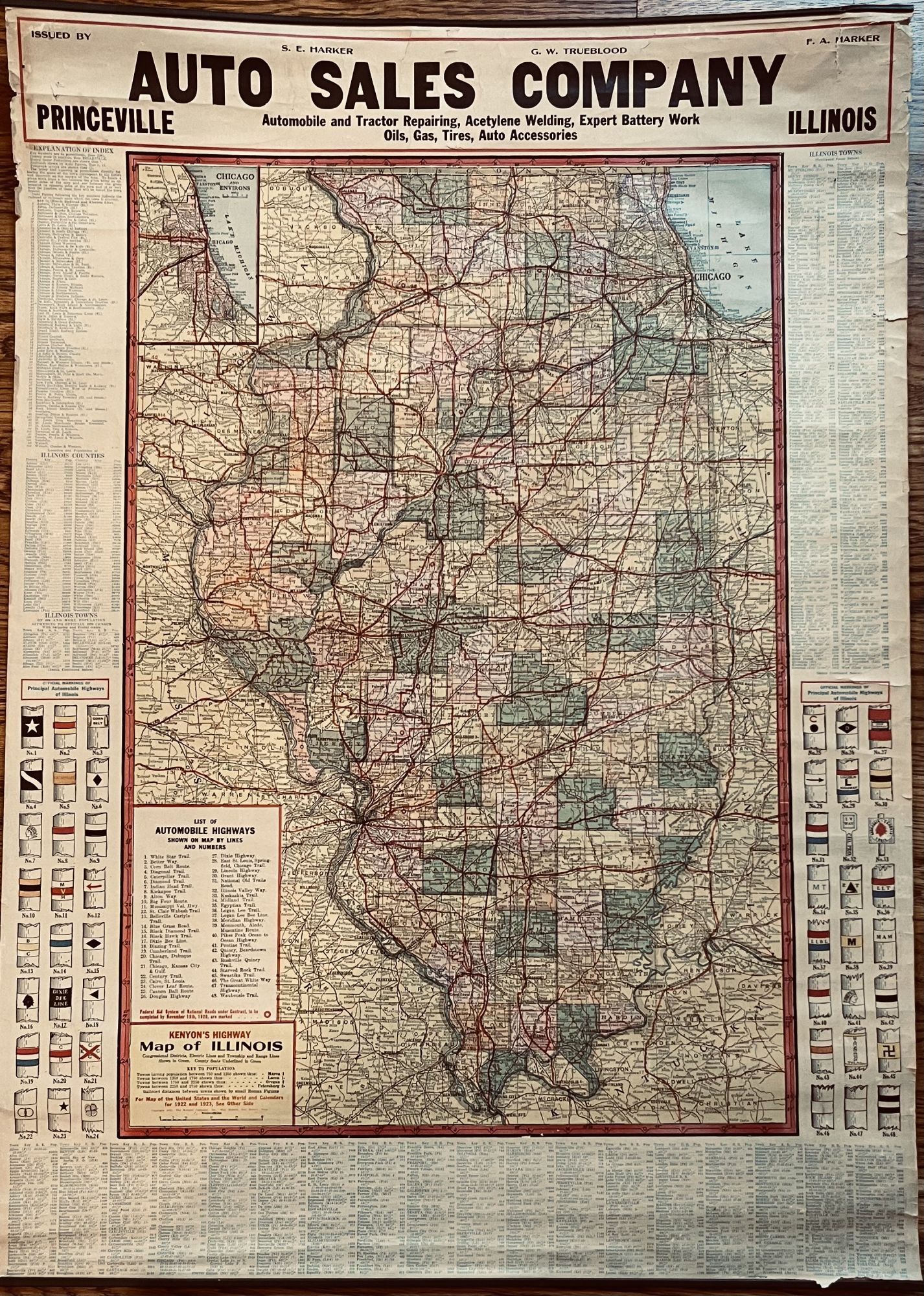 Kenyon's Highway Map of Illinois | Kenyon Map Company | Wall Map in ...